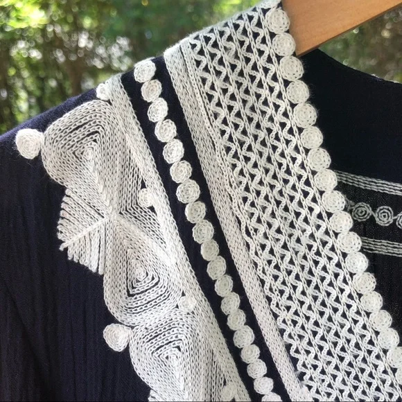 HP! TORY BURCH Aleksi navy and white embroidered tunic. Size 12. NWT! - Picture 15 of 16